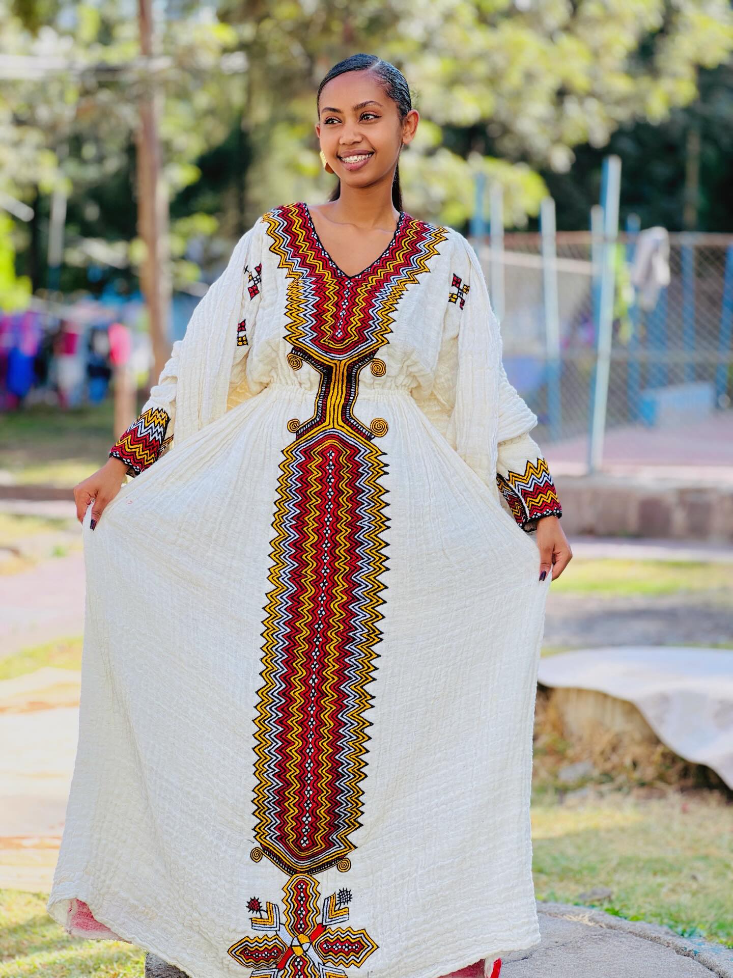 Multicolor Embroidery Habesha Dress Long Sleeve Habesha Kemis Beautiful Ethiopian Clothing 652
