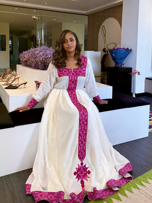 Traditional Ethiopian Clothing Elegant Habesha Kemis with Embroidery Timeless Habesha Dress 728