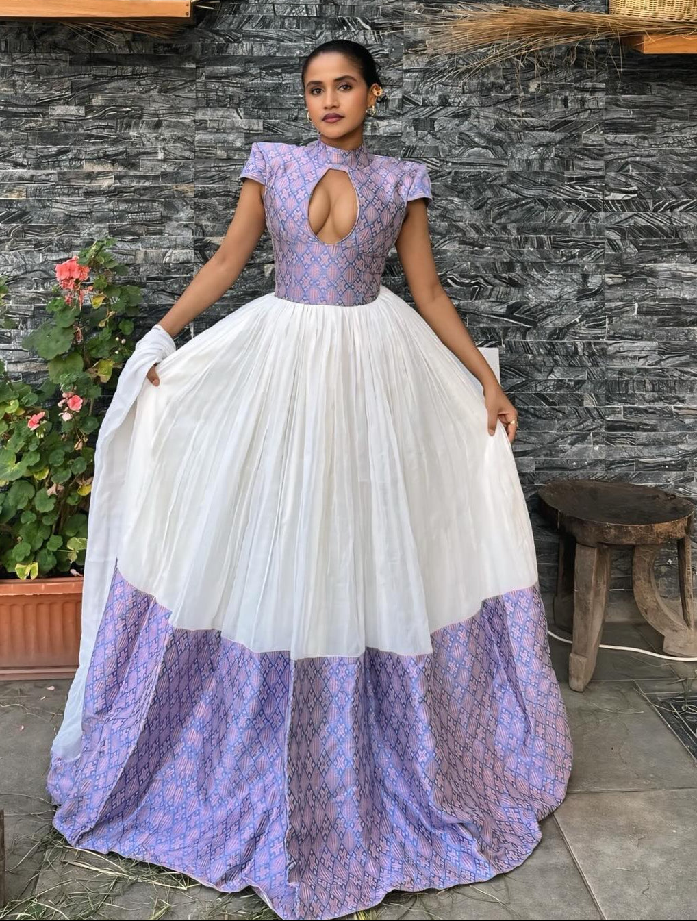 Light Purple Shade Habesha Kemis Subtle Patterned detailing Habesha Dress Ethiopian Clothing 746