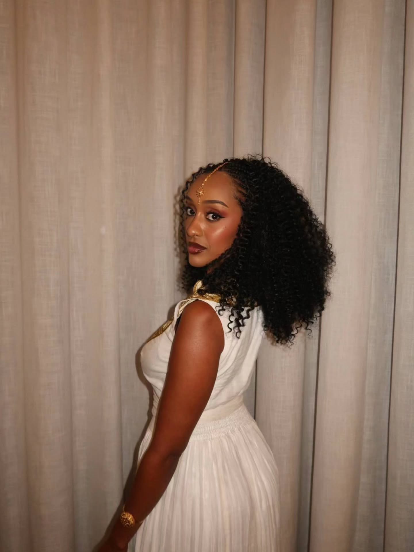 Sleeveless Habesha Dress Gold-Embroidered Ethiopian Traditional Clothing Graceful Habesha Dress 124