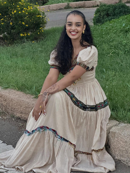 Elegant Habesha Dress Ethiopian Traditional Dress & Habesha Kemis with Intricate Embroidery 128