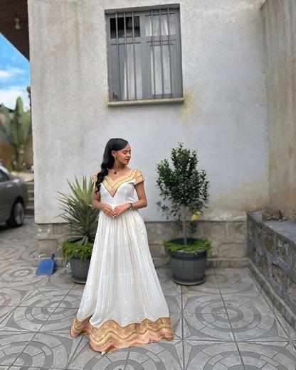 Short Sleeve Habesha Dress Traditional Ethiopian Clothing & Eritrean Dress Habesha Kemis For Special Occasion 201