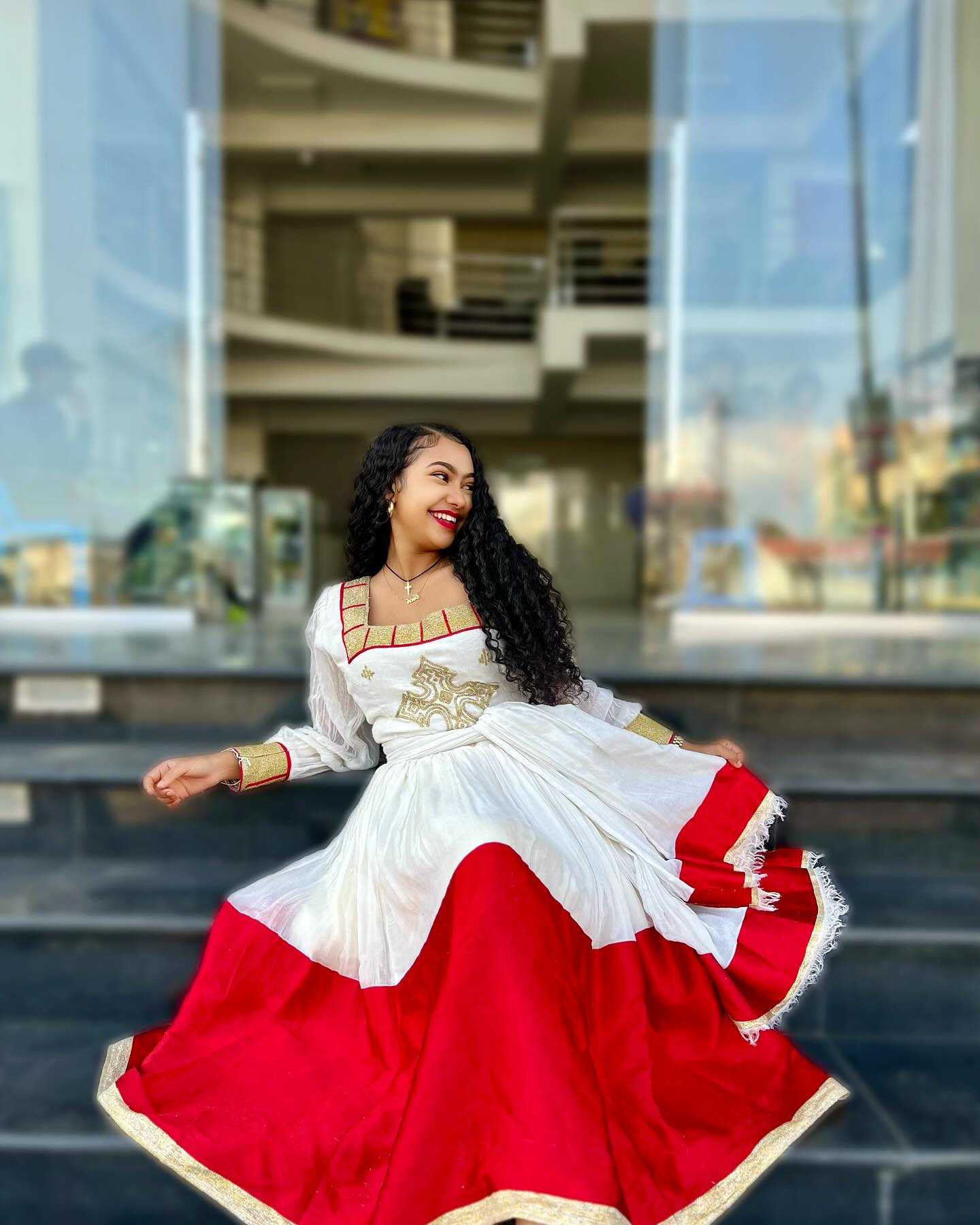 Red Woven Ethiopian Dress Long Sleeve Habesha Dress Habesha Kemis For Cultural Celebrations 264