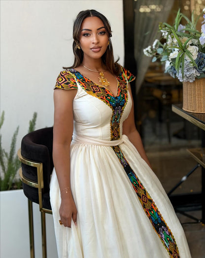 Beautifully Embroidered Habesha Kemis Colorful Habesha Dress Handcrafted Ethiopian Clothing 265