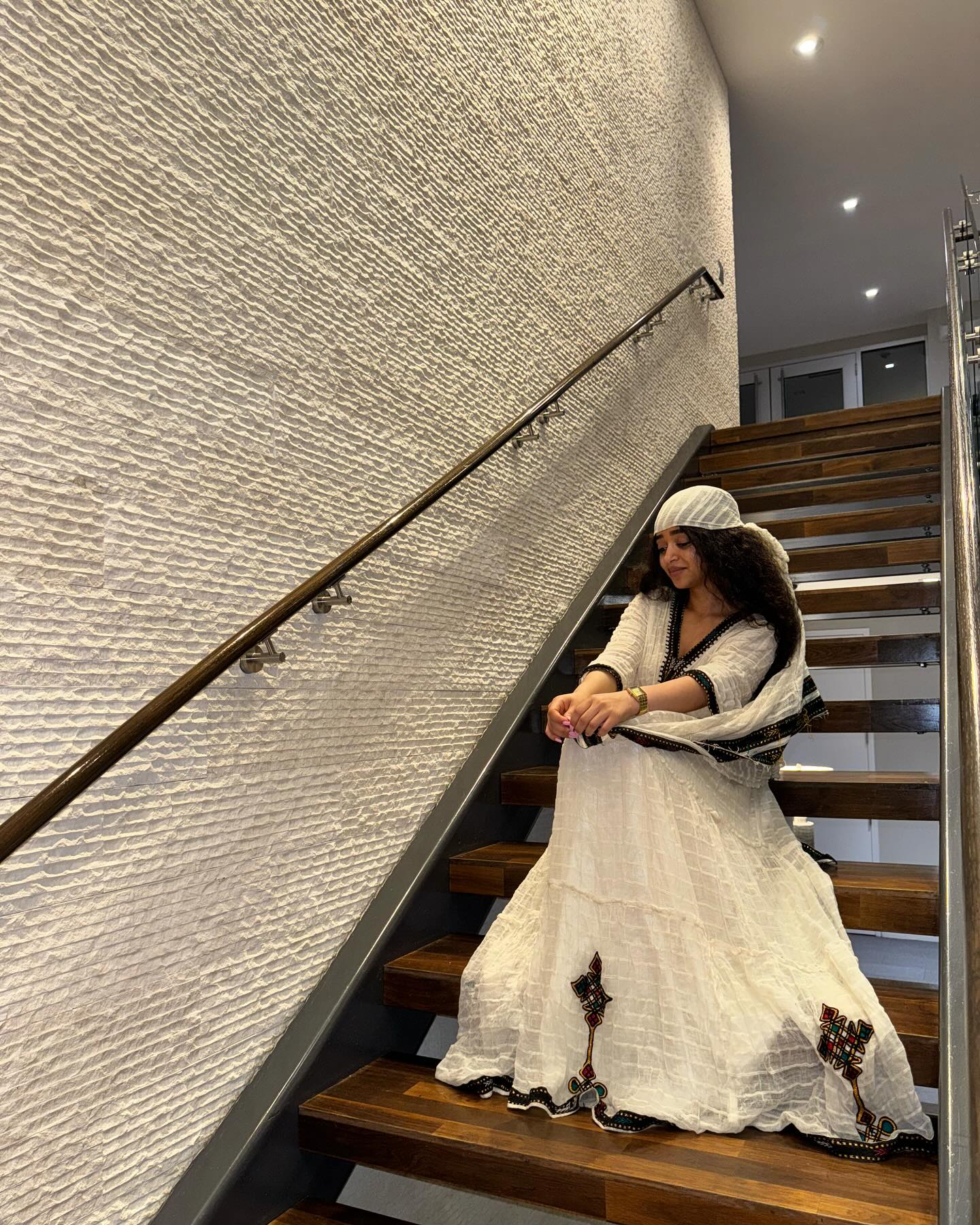 Authentic Eritrean & Ethiopian Clothing Handcrafted Habesha Dress Elegant Intricate Black Embroidery Habesha Kemis 274