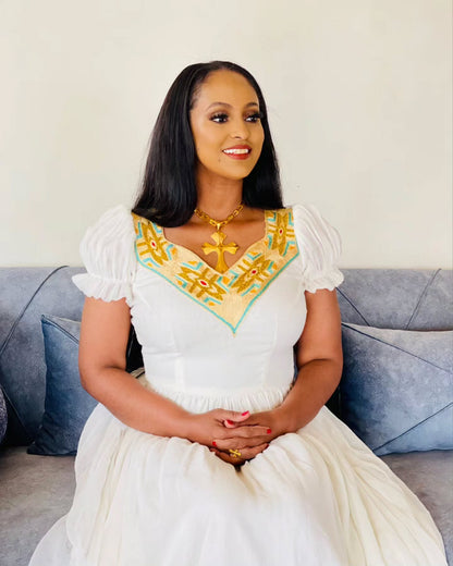 Habesha Kemis For Event Short Sleeve Habesha Dress Ethiopian Traditional Dress 329