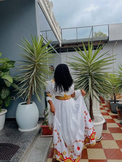 White Habesha Kemis Habesha Dress For Special Occasion Traditional Ethiopian Clothing 370