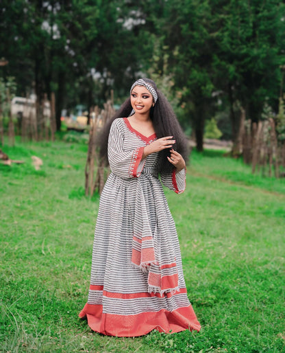 Oromiya Cultural Striped Kemis Traditional Oromo Dress Authentic Dress For Event 374