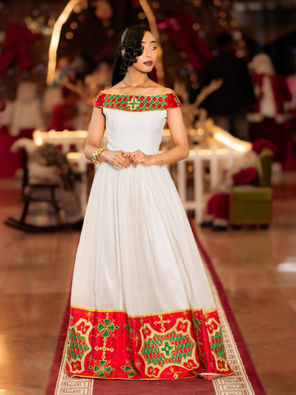 Habesha Dress For Festive Off-Shoulder Habesha Kemis Timeless Ethiopian Clothing 399