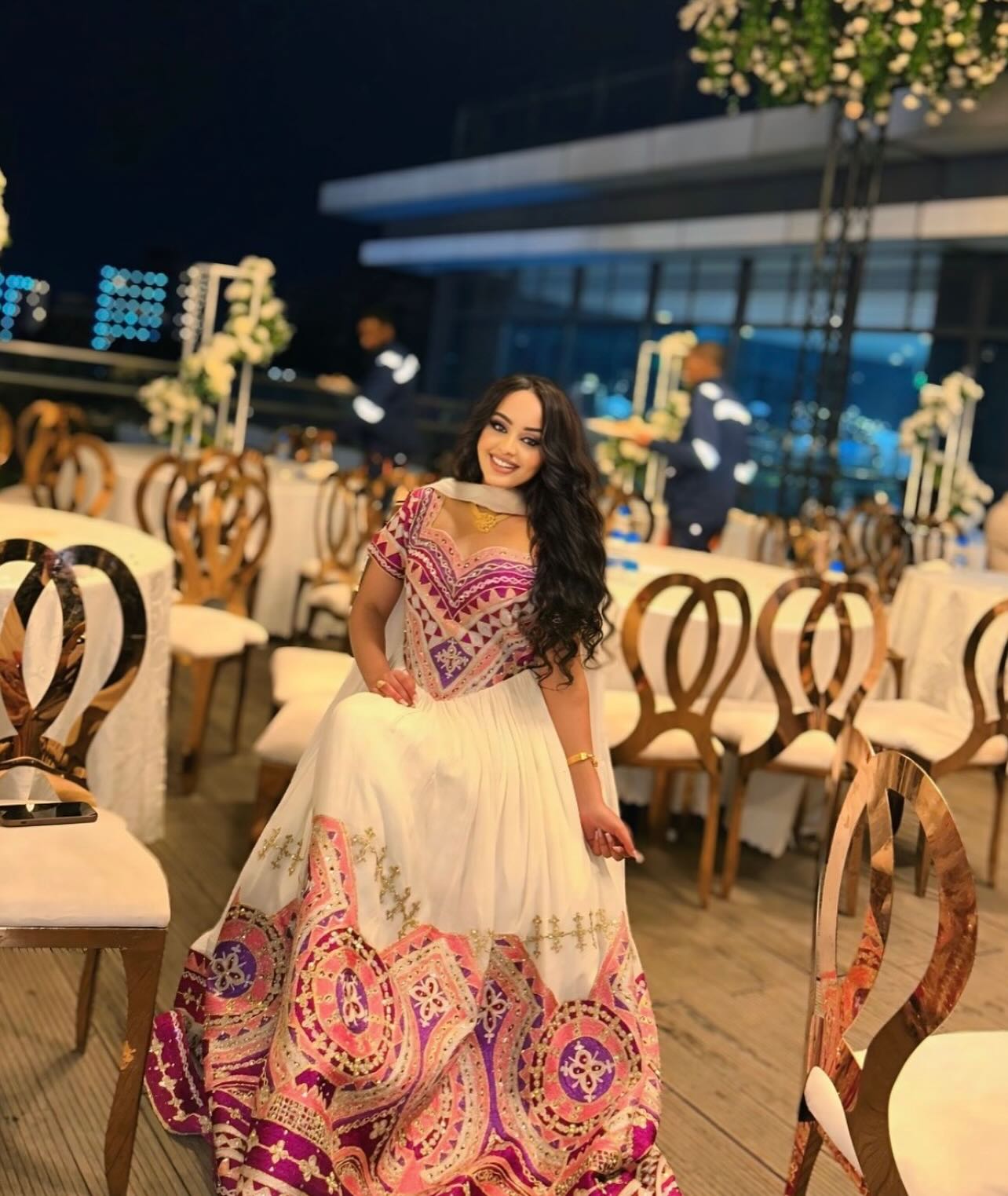 Luxurious Habesha Dress Ornate Embroidery Habesha Kemis Traditional Ethiopian Wedding Dress 416