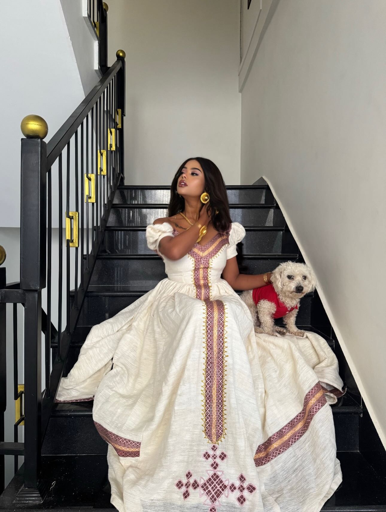 Puff Sleeve Ethiopian Clothing Timeless Habesha Kemis Beautiful Embroidery Habesha Dress 431