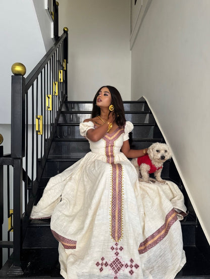 Puff Sleeve Ethiopian Clothing Timeless Habesha Kemis Beautiful Embroidery Habesha Dress 431