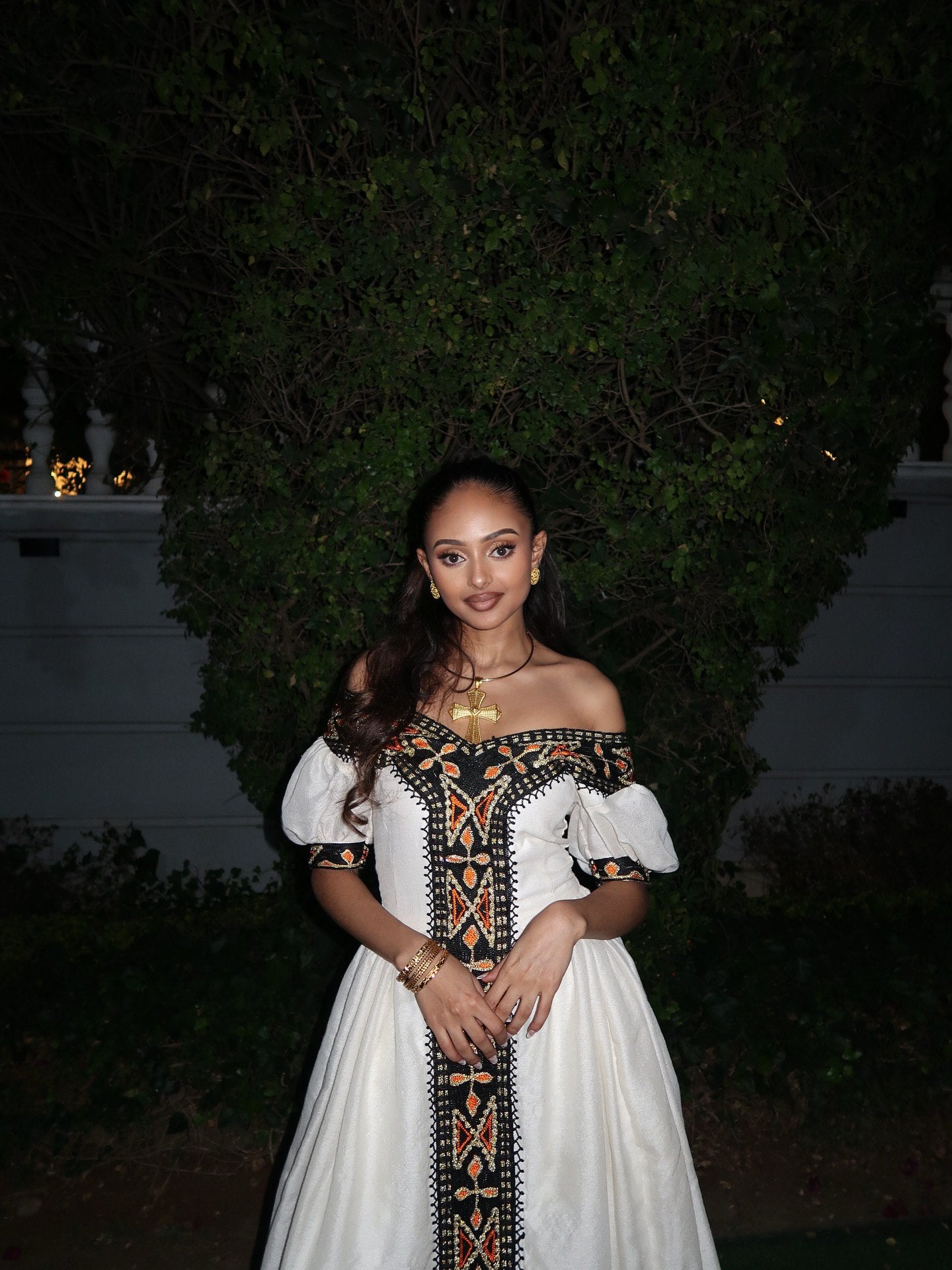 Off-Shoulder Habesha Kemis Black and Golden Embroidery Habesha Dress Traditional Ethiopian Clothing For event 526