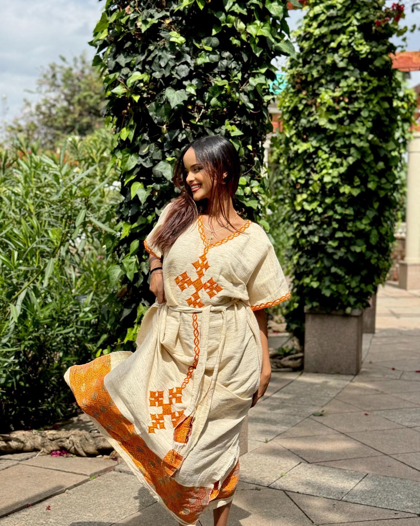 Simple Habesha Kemis For Event Golden Embroidery Habesha Dress Traditional Ethiopian And Eritrean Clothing 553