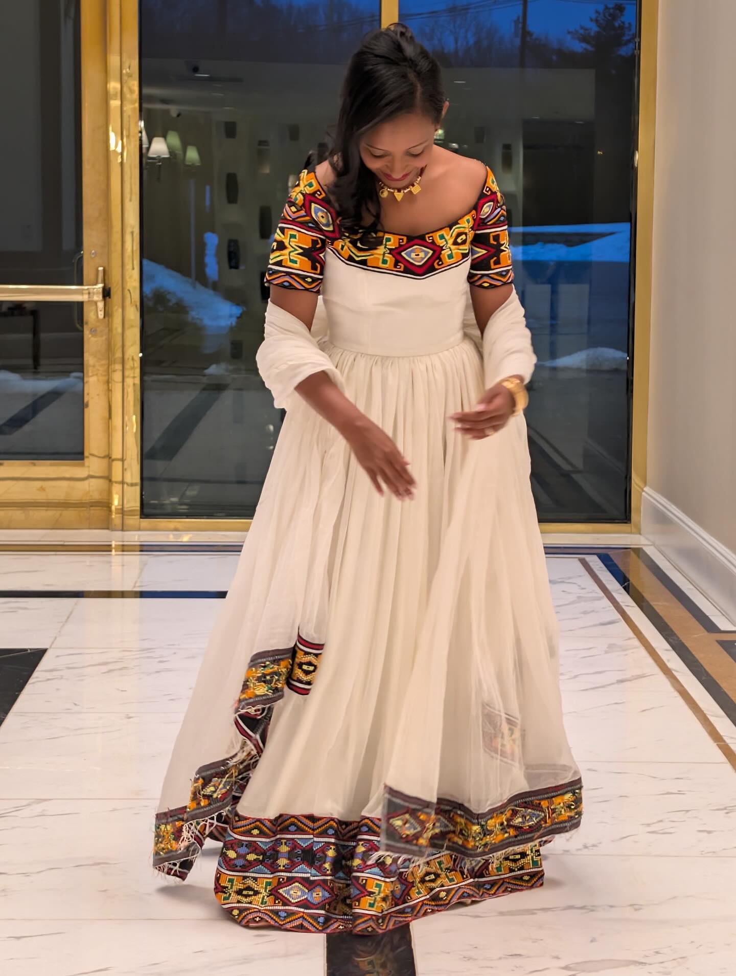 Off Shoulder Ethiopian Dress Habesha Traditional Dress