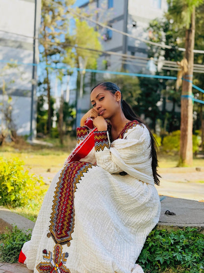 Multicolor Embroidery Habesha Dress Long Sleeve Habesha Kemis Beautiful Ethiopian Clothing 652