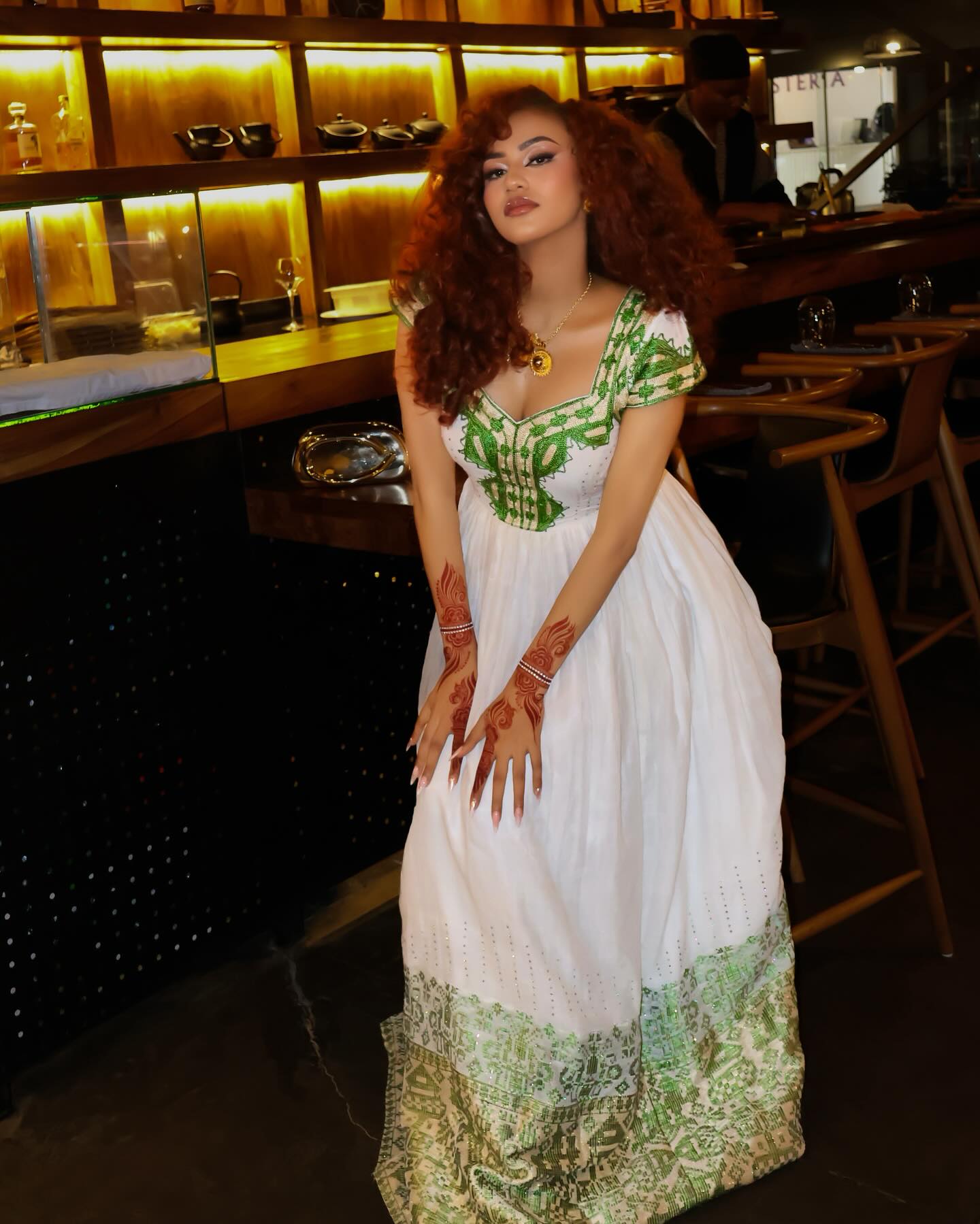 Green Woven Habesha Dress Short Sleeve Ethiopian Clothing Classic Habesha Kemis 732