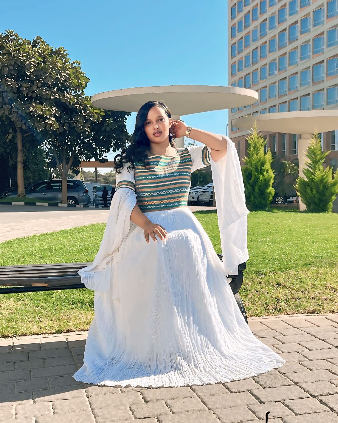 Stripped Habesha Kemis Elegant Ethiopian Traditional Clothing