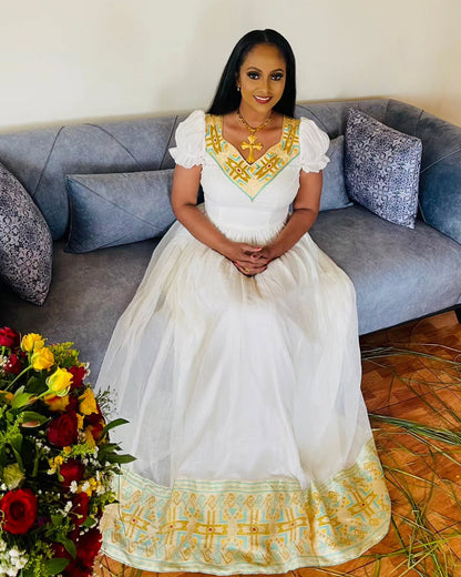 Habesha Kemis For Event Short Sleeve Habesha Dress Ethiopian Traditional Dress 329