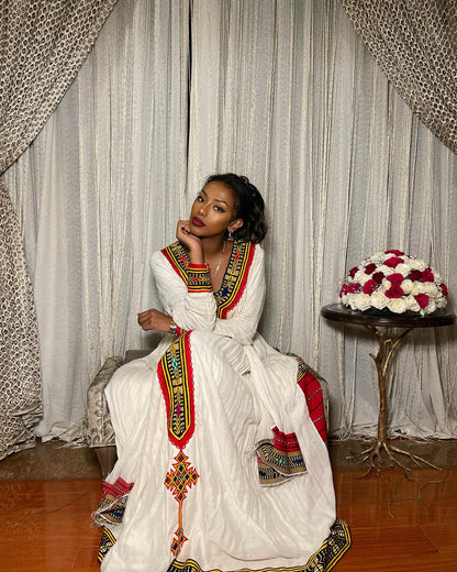Handwoven Ethiopian Clothing Graceful Habesha Dress Multicolor Habesha Kemis 393