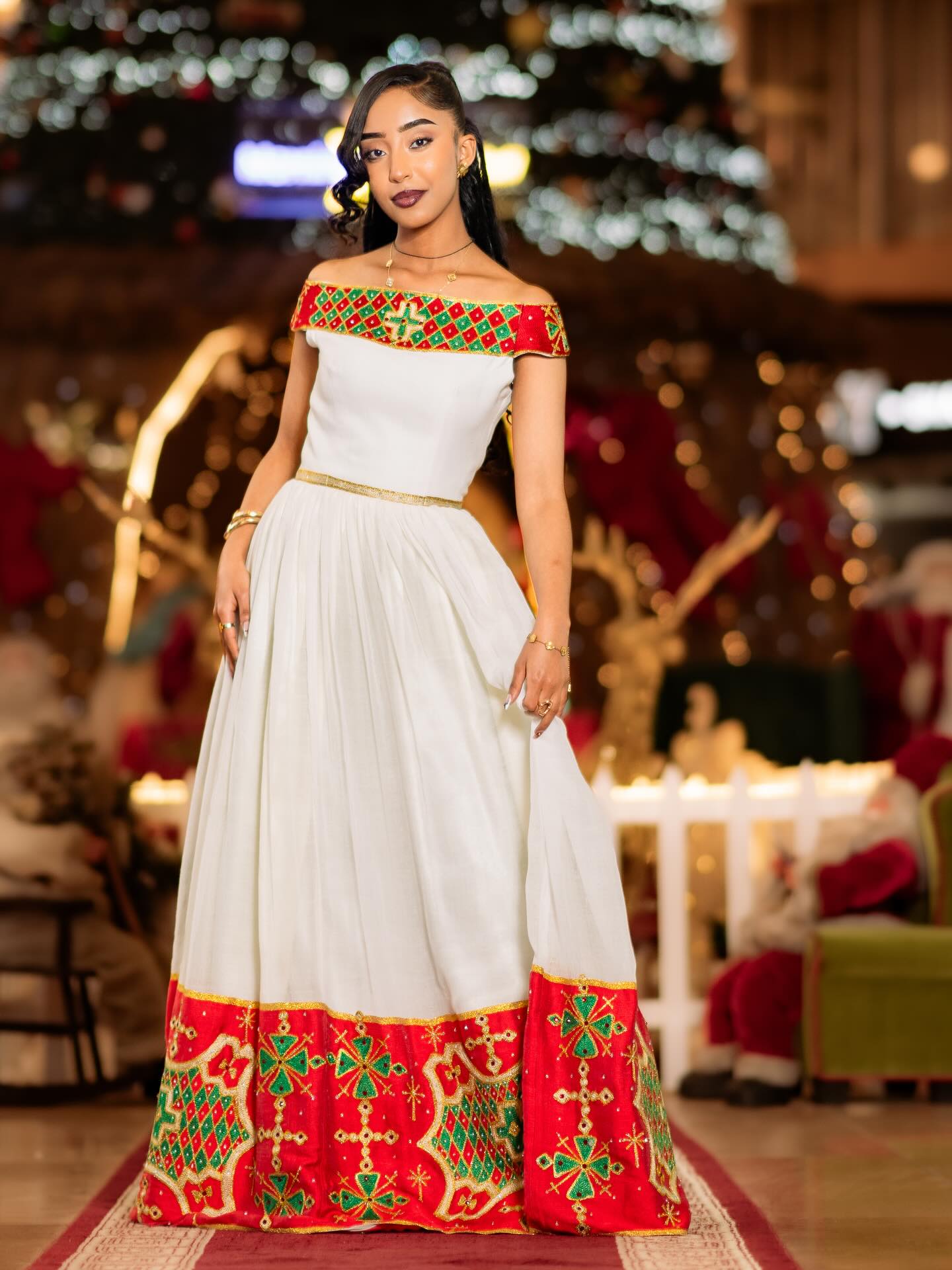 Habesha Dress For Festive Off-Shoulder Habesha Kemis Timeless Ethiopian Clothing 399