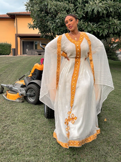 Long Sleeve Habesha Kemis Cross Design Habesha Dress Ethiopian Dress Inspired by Habesha Cloth Artistry 419