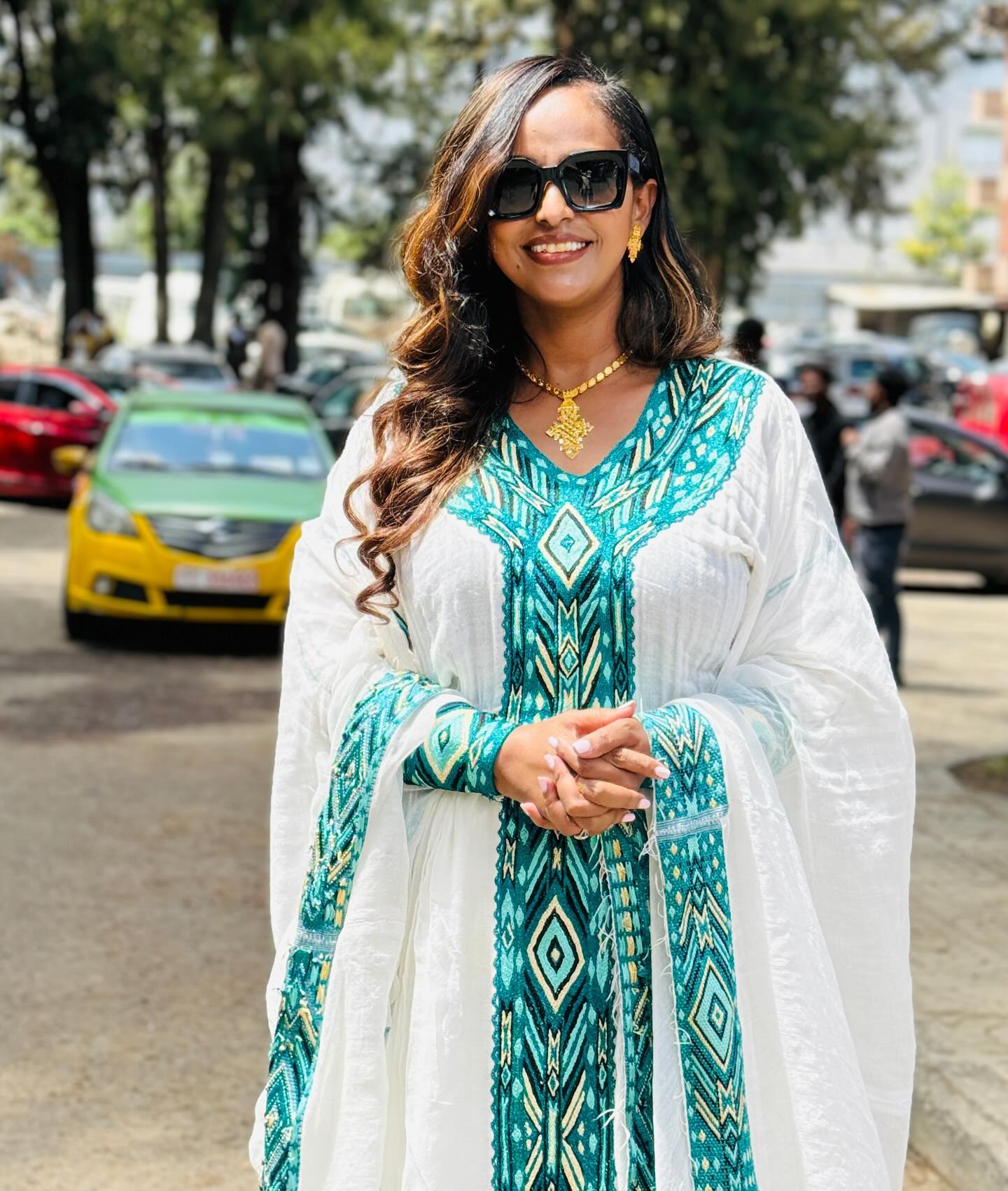 Vibrant Habesha Kemis Long Sleeve Habesha Dress Colorful Woven Detail Ethiopian Cloth 420