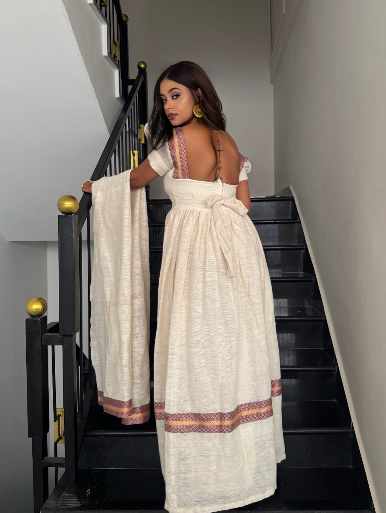 Puff Sleeve Ethiopian Clothing Timeless Habesha Kemis Beautiful Embroidery Habesha Dress 431