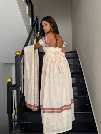 Puff Sleeve Ethiopian Clothing Timeless Habesha Kemis Beautiful Embroidery Habesha Dress 431