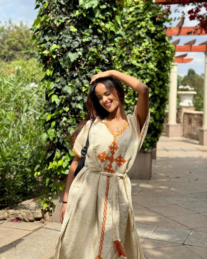 Simple Habesha Kemis For Event Golden Embroidery Habesha Dress Traditional Ethiopian And Eritrean Clothing 553
