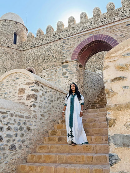 Green Embroidery Habesha Kemis Long Sleeve Habesha Dress Traditional Ethiopian Clothing 590