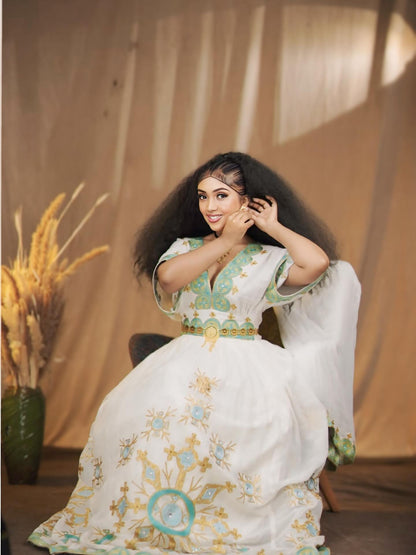 Beautiful Habesha Kemis Cultural Embroidery Habesha Dress For Wedding Traditional Ethiopian Dress 242