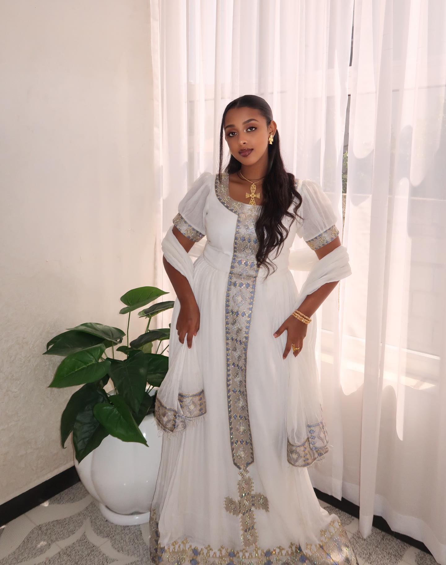 Classic Habesha Kemis Traditional Ethiopian Wedding Dress Handwoven Detail Habesha Dress 253