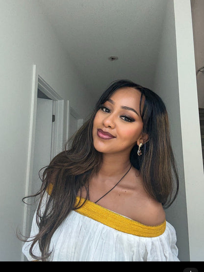 Traditional Ethiopian Dress Off-Shoulder Habesha Dress Style Simple Design Habesha Kemis 259