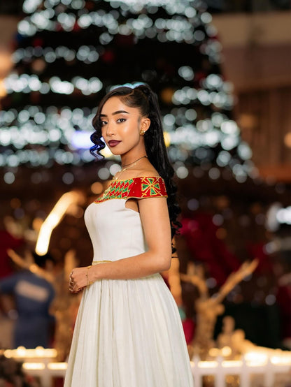 Habesha Dress For Festive Off-Shoulder Habesha Kemis Timeless Ethiopian Clothing 399