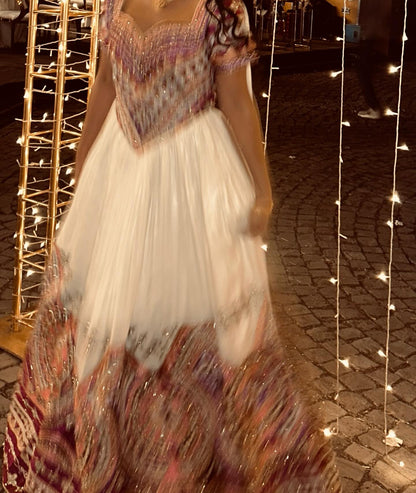 Luxurious Habesha Dress Ornate Embroidery Habesha Kemis Traditional Ethiopian Wedding Dress 416