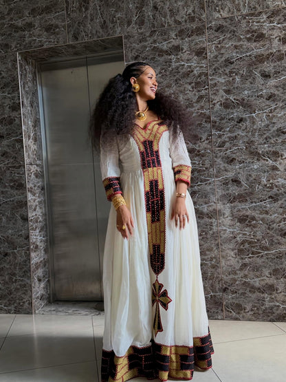 Golden & Black Embroidery Habesha Kemis Beautiful Ethiopian Clothing Graceful Habesha Dress 720