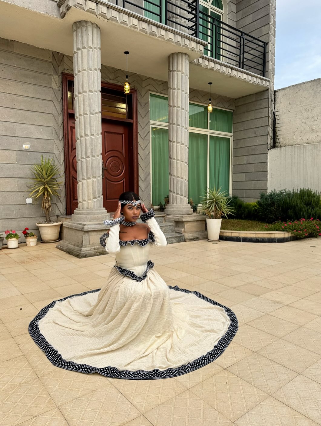 Off-Shoulder Habesha Dress Traditional Ethiopian Clothing For Festive Black Embroidery Habesha Kemis 189