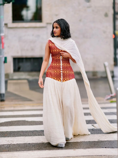 Sleeveless Habesha Kemis Online Elegant Ethiopian Traditional Dress Authentic Habesha Dress 204