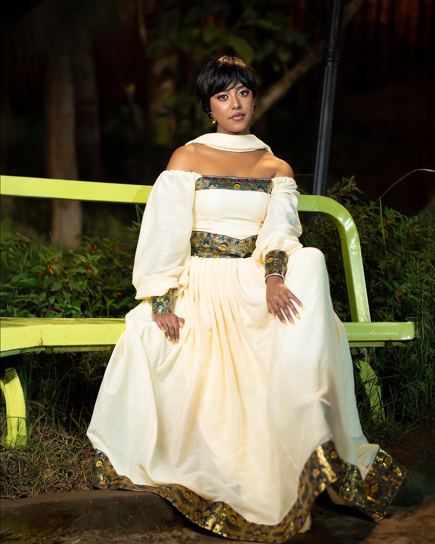 Off-Shoulder Habesha Kemis Long Sleeve Ethiopian Clothing Charming Habesha Dress 659
