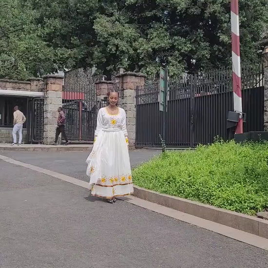 Simple Yellow Design Habesha Dress Modern Habesha Kemis Habesha Libs es00154