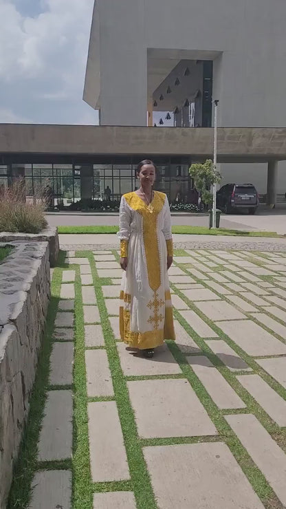 Yellow Design Elegant Habesha Dress Modern Habesha Kemis Habesha Libs es00157