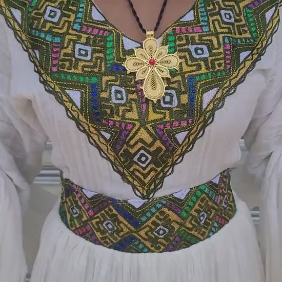 Green Tilet Habesha Dress Modern Habesha Kemis Habesha Libs es00159