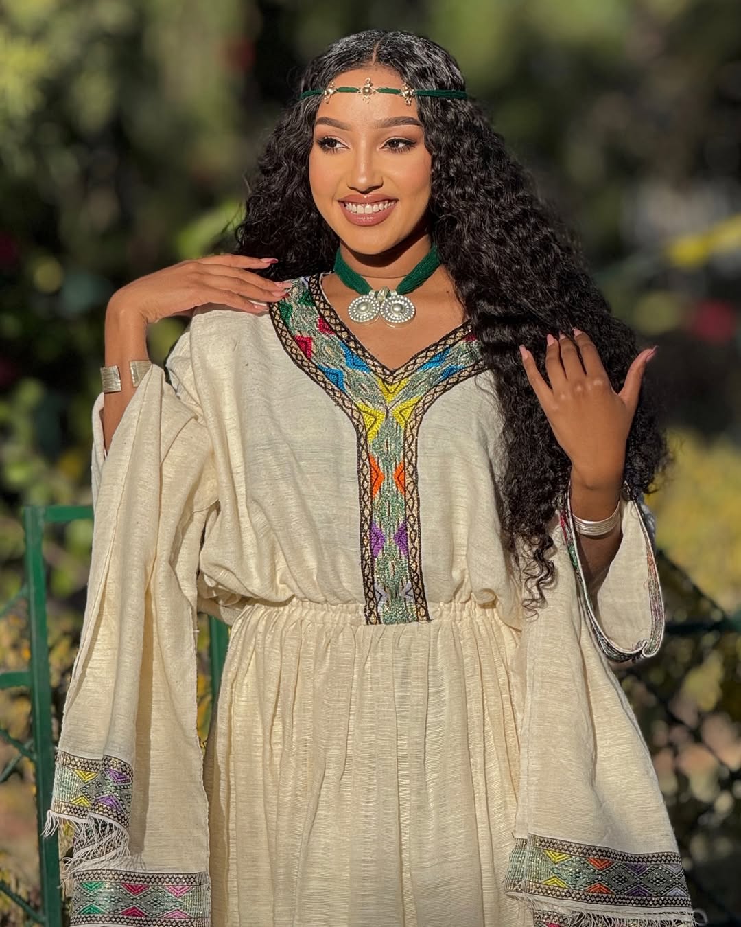 Elegant Habesha Dress with Colorful Embroidery – Ethiopian Traditional Clothing – Habesha Kemis