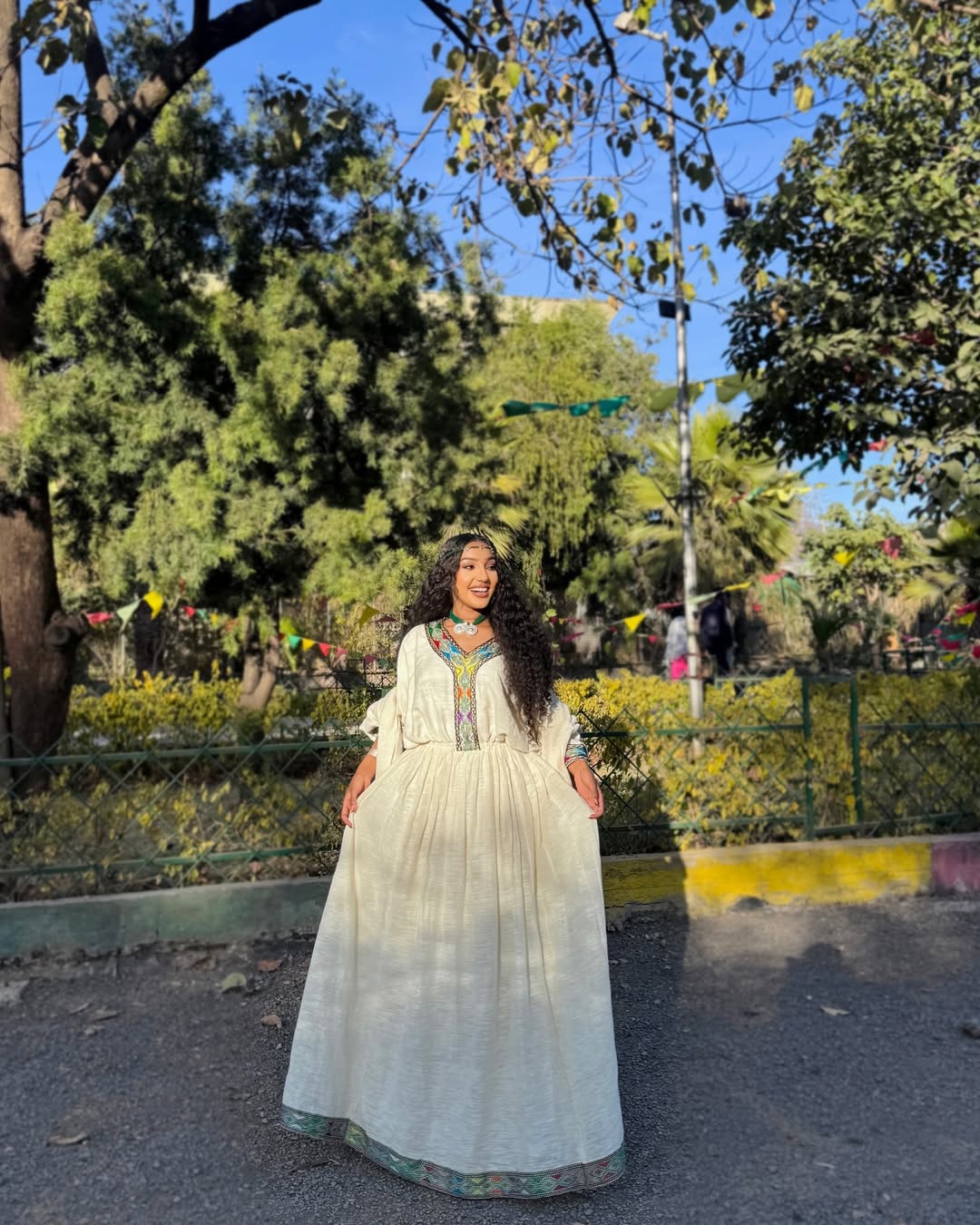 Elegant Habesha Dress with Colorful Embroidery – Ethiopian Traditional Clothing – Habesha Kemis