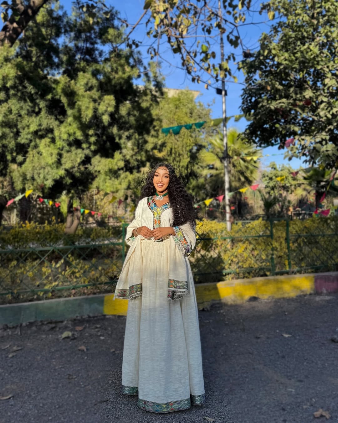 Elegant Habesha Dress with Colorful Embroidery – Ethiopian Traditional Clothing – Habesha Kemis
