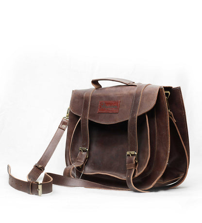 Ethiopian cowboy - handmade rust brown genuine leather bag