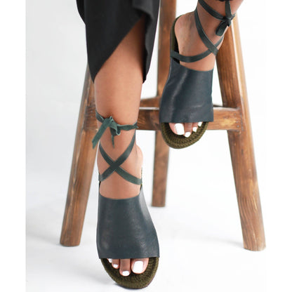 Selen - flat stylish leather lace up sandals