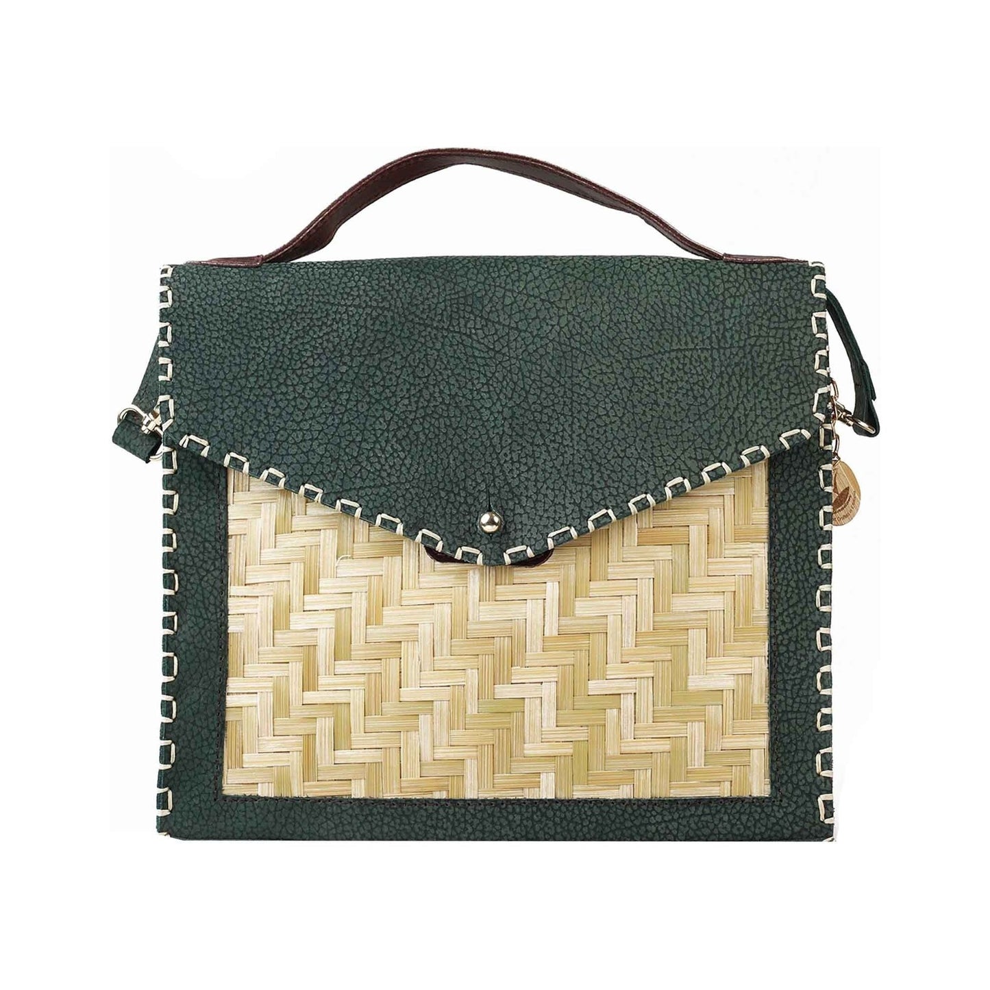 Kuru - unique handbag handmade from bamboo, high quality Ethiopian leather, and handwoven fabric by Tenadam