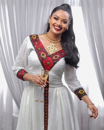 Shine Bright in Our Radiant Shimena Ethiopian Traditional Dress